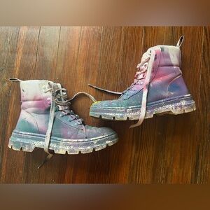 Dr. Martens Combs Unique Hand Painted Multicolor Combat Boots
